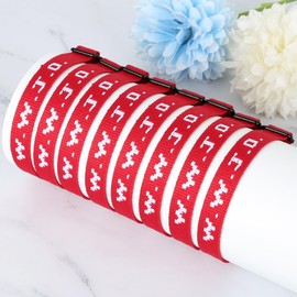 8PCS WWJD Christian Bracelet Pack for Women Men, Christian Jesus Gifts Adjustable Wristbands, WWJD Bracelets Bulk - What Would Jesus Do Bracelet, 8 Red