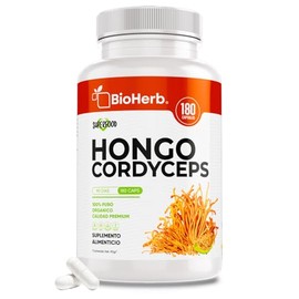 BioHerb | Hongo Cordyceps Militaris Extracto 100% Puro – Potente Adaptogeno Natural - Energía y Resistencia -Maxima Biodisponibilidad – 180 Cápsulas d