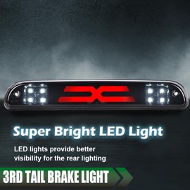 GRAND ORANGE LED 3rd Brake Light Compatible with 1993-2011 Ford Ranger/Fit 1999-2016 Ford F250 F350 F450 F550 Super Duty Cargo Lamp Smoke Lens Black Housing