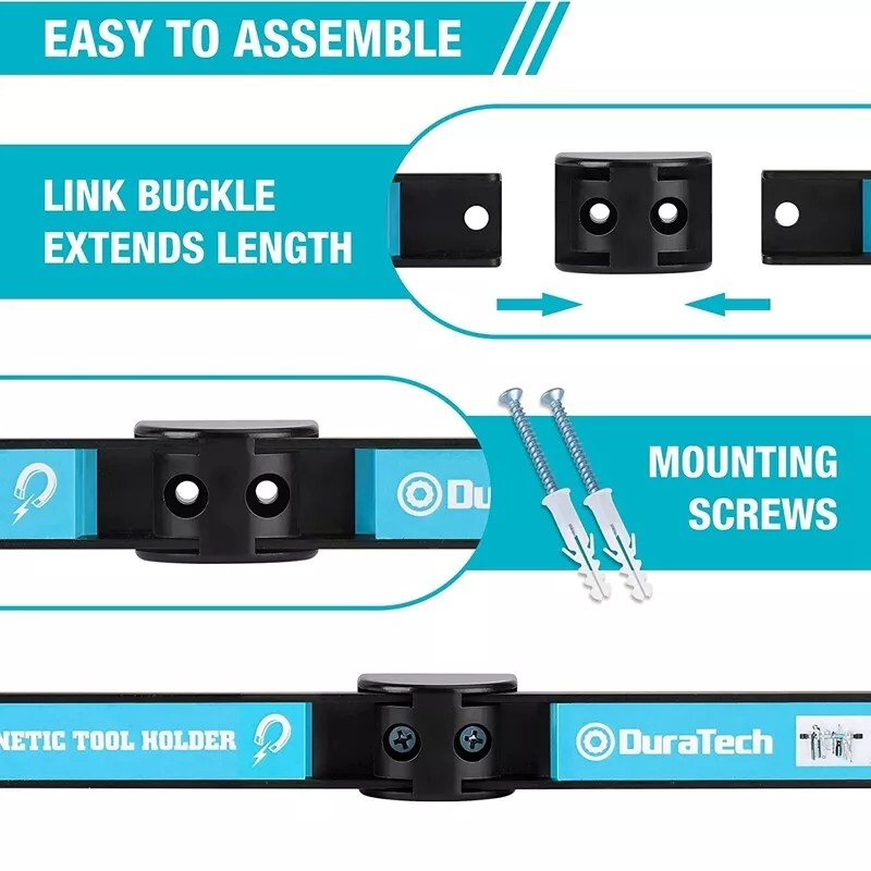 DURATECH 4Pack 12" Magnetic Tool Holder Strip Heavy Duty Magnetic