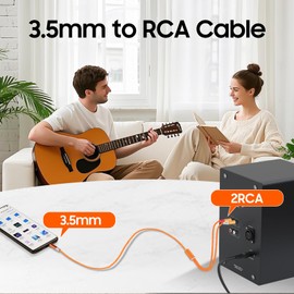 SJINYITONG 3.5mm to RCA Cable,2 RCA to 3.5mm AUX Cable for HiFi Systems, Speakers, MP3 Players, TVs, Computers, Smartphone, Home Theaters, Tablets, Amplifiers, Sound Bars, etc. （9.9ft/1 Pack）