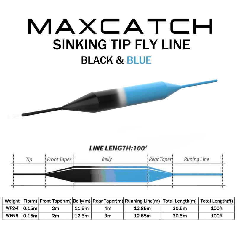 Maximumcatch Sinking Tip Fly Line for Fly Fishing 3ips 4/5/6/7/8F/S