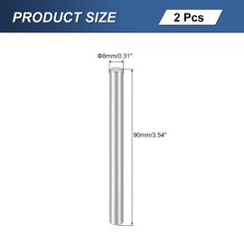 sourcing map 2Pcs M8 x 90mm 304 Stainless Steel Dowel Pin, Cylindrical Shelf Support Peg Pin Parallel Pin Fastener for Mechanical Manufacturing, Industry, Furniture Installation, Silver
