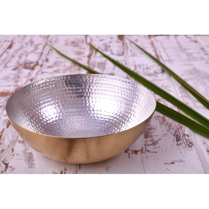 De Kulture Hand Hammered Antique Brass Nut Serving Bowl |Ideal