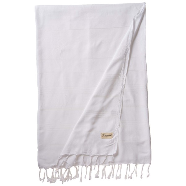 Bersuse 100% Cotton - Anatolia XL Throw Blanket Turkish Towel - 61 x 82 Inches, White