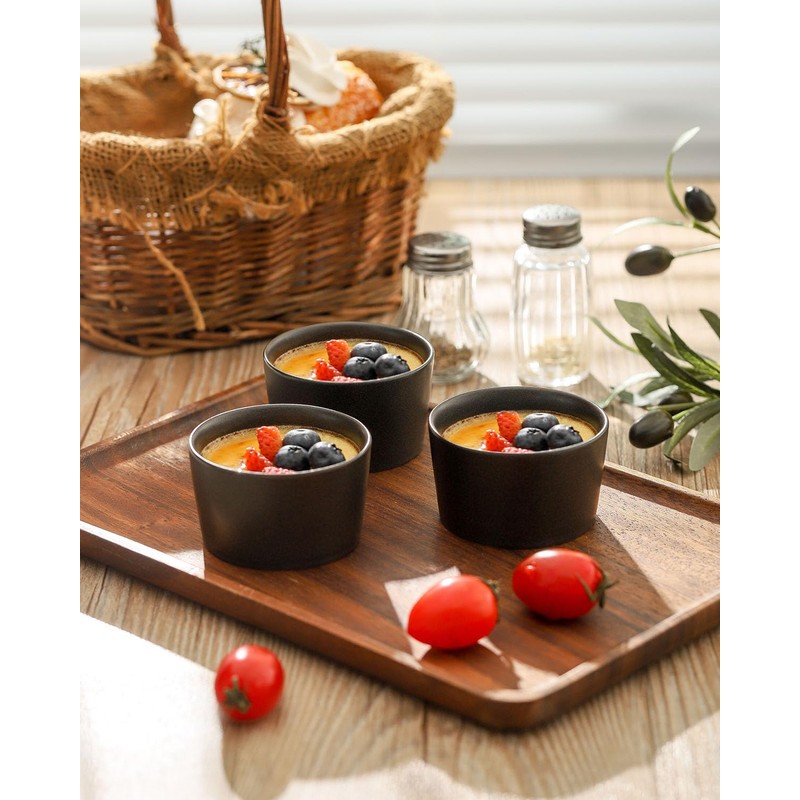 Tikooere Ramekins 2.5 oz,Oven Safe Small Ramekins for Creme Brulee,Souffle,Black