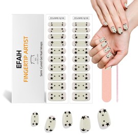 Semi Cured Gel Nail Strips & Wraps - 20PCS, UV/LED Lamp Required, Long Lasting DIY Manicure Kit, Salon Quality, Trendy Nail Art Designs (Star)