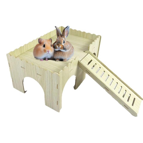 Large Wooden Guinea Pig House - 4 Entrances Small Animal