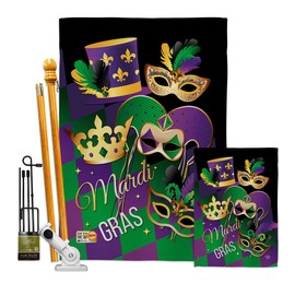 Ornament Collection Mardi Gras Garden House Flags Kit Spring Festival Masquerade Celebration Season Holiday French Small Decorative Gift Yard Banner Double-Sided Made in USA 28 X 40