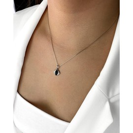 DANIEL CLIFFORD "Karla" Women's Necklace 925 Silver Cubic Zirconia Crystal Black 45 cm Filigree Silver Chain Black Crystal Pendant Square, Sterling Silver, Cubic Zirconia