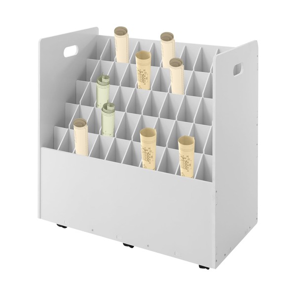 50-Slot Blueprint Storage Organizer, Mobile Roll File Cart Roll File