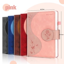 Spardar Libretas Pasta Dura con 300 PáGinas, Libreta de Notas con Rayas Gruesas y Papel de 80 GSM, Cuaderno A5, Cuaderno Pasta Dura para Mujeres, 5.7 x 8.4"(Rosa)
