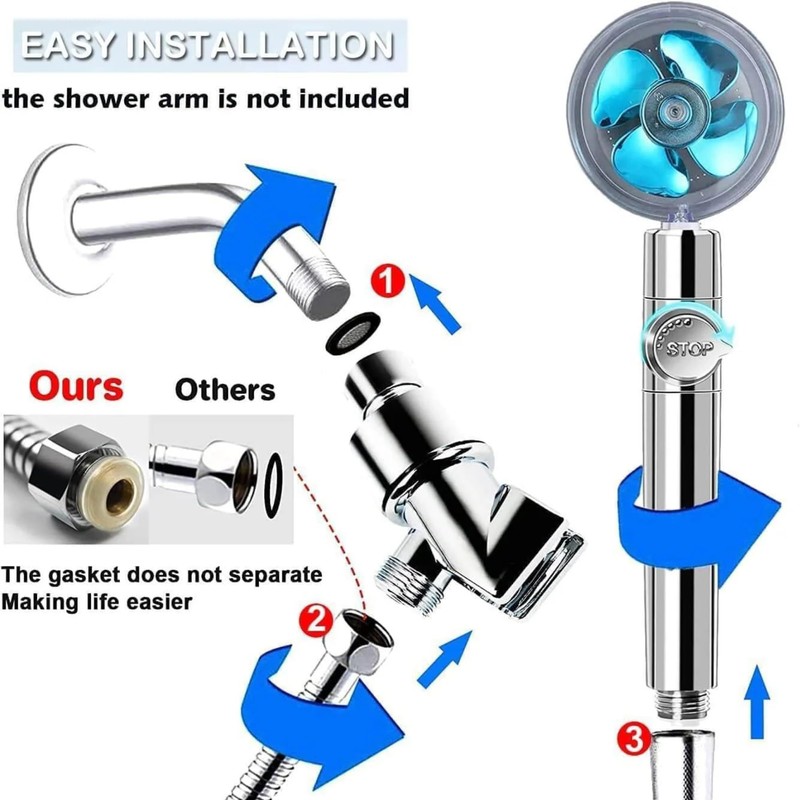 TacRight High-Pressure Hydro Shower Jet Shower Head | Water-Saving Showerhead