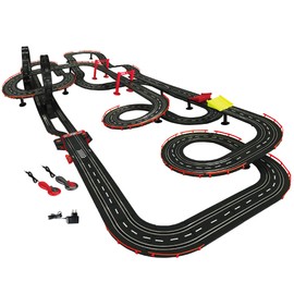 RaceXCale: Master Racer - 1:43 Scale G5 & G6 Slot Car Track, Electric Power Toy Set, 8'3" x 4'6", 4 Magnetic Cars w/Head Lights, 2 Speed Controllers
