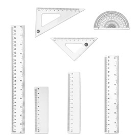 7 Pieces Plastic Ruler, Transparent Precision Ruler, Double Sided Ruler with Imperial and Metric Rulers, 10cm, 15cm, 20cm, 30cm Measuring Tools, Suitable for School, Office