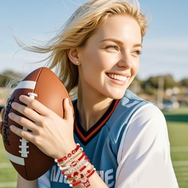 choice of all 7PCS Game Day Bracelets for Women Football Baseball Bracelet Stackable Heishi Clay Beaded Stretch Bracelets Football Baseball Outfit Jewelry Accessories Party Favors Gifts