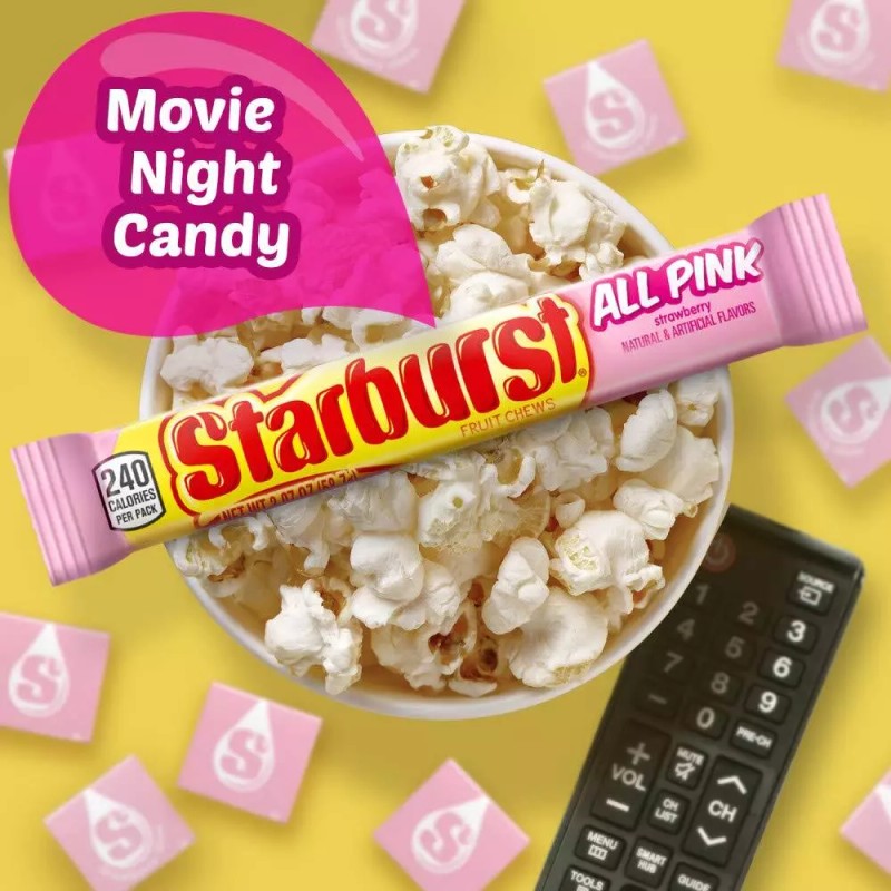STARBURST All Pink Fruit Chews Candy Bulk Pack 24 Count