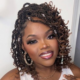 Mscat 8 Inch Wavy Senegalese Twist Crochet Hair 8 Packs Pre-Looped Passion Twist Crochet Hair With Curly Ends Synthetic Havana Twist Braiding Hair Extension for Women Kids T30#