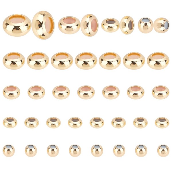 PandaHall 48 Pieces 14K Gold Sliding Beads, 4 Sizes Stopper