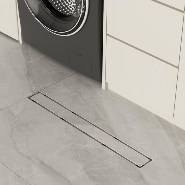 Findepot 28 Inch Linear Shower Drain Brushed Nickel with 2-in-1