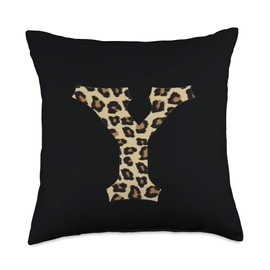 SqueakyRicardo Animal Print Leopard Cheetah Print Letter Y Initial Rustic Monogram Gift Throw Pillow, 18x18, Multicolor