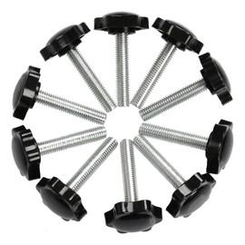 TIMESETL Pack of 10 M8 x 40 mm Thumb Screw Star Screw and Star Nut, Star Head Screw M8 x 40 Thread Clamping Knob Black Plastic Hand Knob Star Shape Screw on Knob for Machine Tools