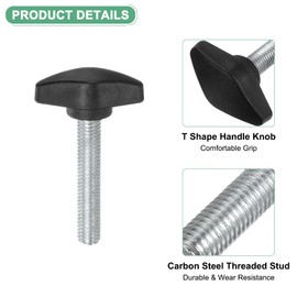 M METERXITY 4-Pack Thumb Screws, M8x40mm Tee Wing Knobs, Plastic T Handles Clamping Knob for Woodworking/Machinery/Equipment, Tightening Thread Thumbscrew [Black]