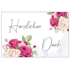 6 Premium Thank You Cards (Folding Cards) with 6 White Envelopes, Thank You, Cards, Thank You Cards, Wedding, Birth, Baby, Christening, Farewell, Birthday, Anniversary, Flowers Motif