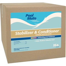 Pool Mate 16-Pounds Premium Pool Stabilizer and Conditioner, Concentrated Cyanuric Acid for Pools, Helps Chlorine Last Longer