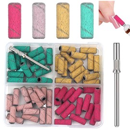 KEWUF 60 pcs kleine Schleifbänder für Nagelbohrer, 120 150 180 240 Fine Grit mit 3mm Bohrer, Mini Grit Schleifbänder mit Polieren natürliche Nägel und Reinigung Nagelhaut für die Vorbereitung