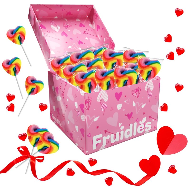 Fruidles Swirl Multicolor Heart Lollipop, Heart Design, Party Bag Fillers,
