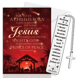 HOWAF Christian Christmas Cards, Jesus Christmas Cards Christian Cards Religious Christmas Card, with Bible Verse Isaiah 9:6 Christian Bookmarks Bible Bookmarks Religious Gifts for Christian Gifts