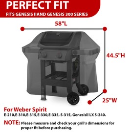 vchin 58 Inch Grill Cover for Weber 7130 Genesis II 3 Burner, LX 300 Series Grills, Genesis 300, Waterproof, Windproof, UV and Fade Resistant Cover(58L x 25D x 44.5H)