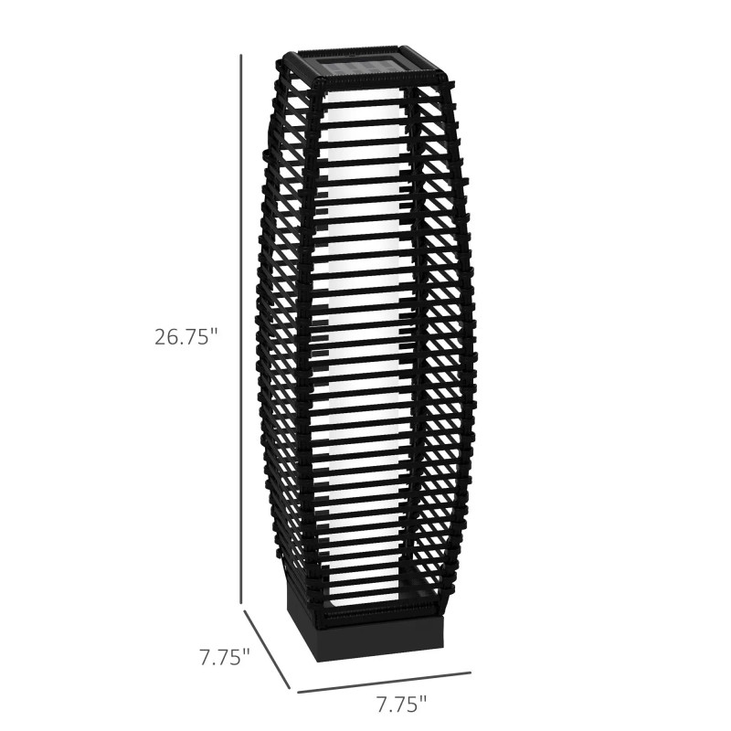 Auto On/Off LED Solar Floor Lamp Outdoor Rattan Garden Lantern