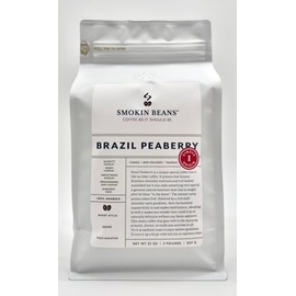 Smokin Beans 2-Pound Brazil Peaberry Freshly Roasted Coffee, Semi-Washed Processing, Full City Roast, Premium Whole Bean Specialty Coffee