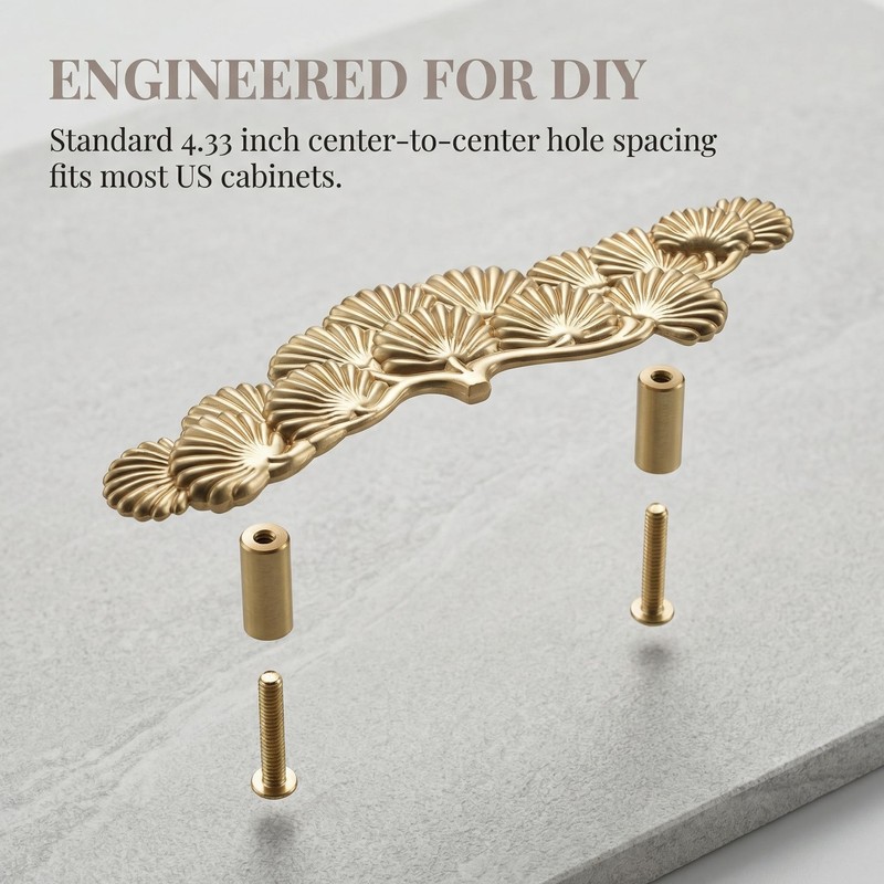 ZAMKAEEVI Cabinet Pulls Brushed Brass Drawer Handles, 2 Pack Golden