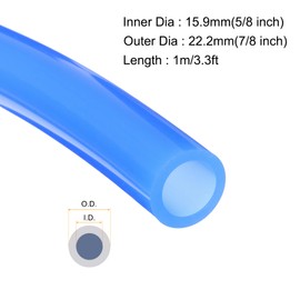MECCANIXITY 3.3ft Silicone Rubber Tubing 5/8" ID 7/8" OD Plastic Tube Flexible Air Hose for Brewing, Wine Making, Pump Siphon, 15.9mm x 22.2mm, with 2pcs Clamps, Blue