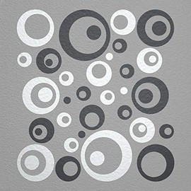 WANDfee® Wall Tattoo, Circles, Dots, 50 Stickers, Colour Choice For Children's Bedroom, Living Room, Hallway, Bathroom, Kitchen, Tile Stickers, grey