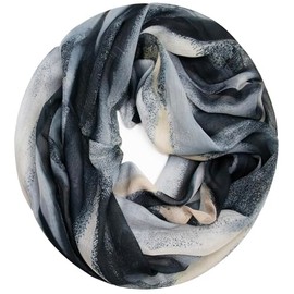 Gloop Loop Tube Scarf for Women Scarf Silky Airy Light with Colourful Pattern Print, grey black