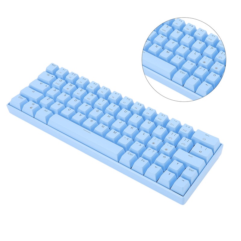 Mechanical Keyboard 64 Key White Light 3 Mode Ergonomic Layout