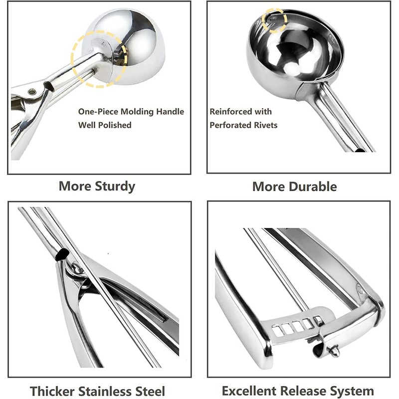 Cookie Scoop, Ice Cream Scoop, Cookie Scoops for Baking, 3-Piece