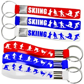 OriniPlay 24PCS Skiing Rubber Keychains Party Favors, Winter Sport Party Supplies Decorations, Snowboard/Skier Snow Birthday Baby Shower Gifts
