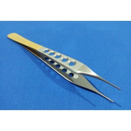 Gold Handle HIGH Grade ADSON Dressing Serrated FINE Point Forceps 6" FENESTRATED Handle (HTI Brand)