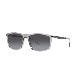 Emporio Armani Men's EA4171U Universal Fit Rectangular Sunglasses, Shiny Transparent Grey/Gradient Grey, 57 mm