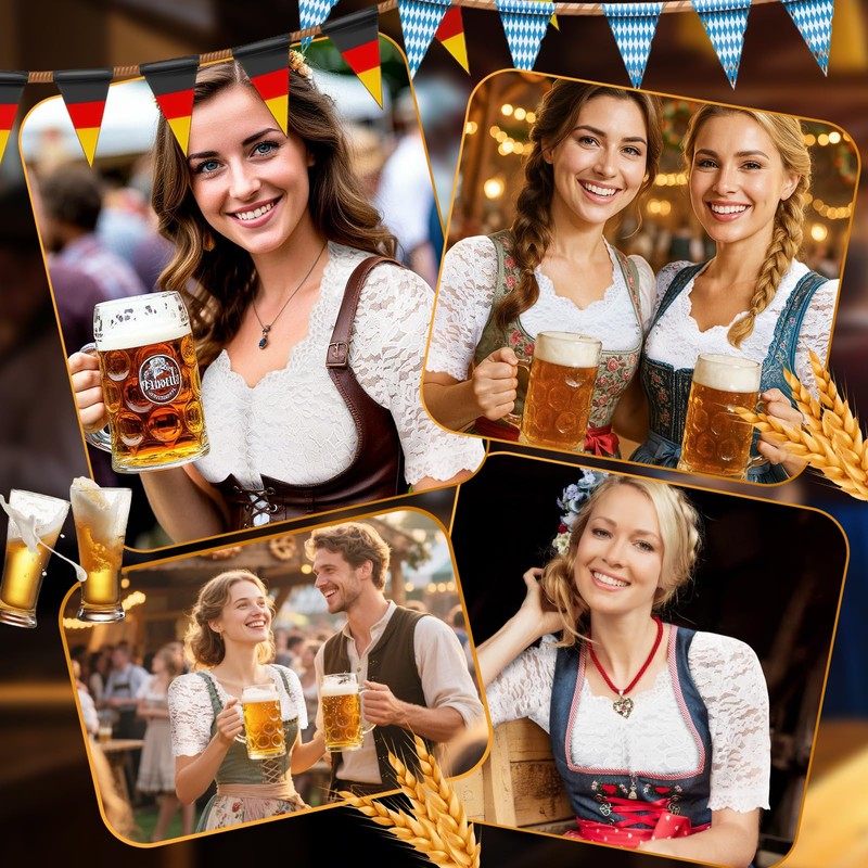 QESSUVNC Dirndl Bluse Damen, Dirndlbluse Spitze, Trachtenbluse Damen Dirndl Bluse