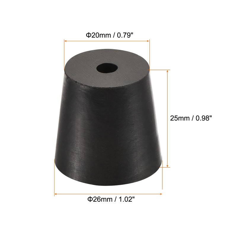sourcing map Rubber Tapered Plug 20mm to 26mm with Hole