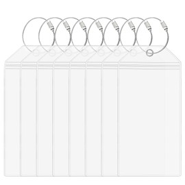 TOPTIE Cruise Luggage Tags Set Clear Waterproof Tag Holder Zip Seal and Steel Loops-8 Pack