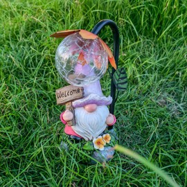Maikall Rish Garden Gnomes Outdoor Statue with Solar Lights Welcome Gnome Home Garden Decor Mom Gifts for Yard Patio Home Garden