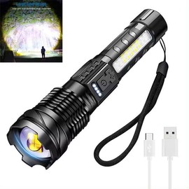 Laser Flashlight High Lumens Rechargeable 1 Pack/2 Pack, Super Bright Led Flashlights with 7 Light Modes, IPX6 Waterproof, Powerful Handheld Flash Light for Camping Home Emergencies High Lumens LED Flashlights - Quantities: 1 PC