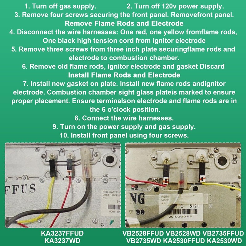 104000192 Flame Rod Electrode Kit Compatible with Rinnai Tankless Water